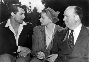 Cary Grant Ingrid Bergman with Hitchcock while filming Notorious